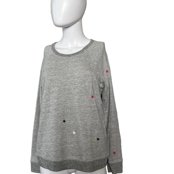 Sundry Anthropologie Gray Star Embroidered Pullover Sweatshirt M - Picture 2 of 5